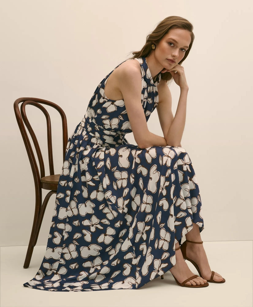 Sale Halter Dress in Abstract Floral Print - Brooks Brothers