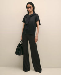 Women High-Waisted, Elastic Back Matte Jersey Pants - Brooks Brothers Outlet