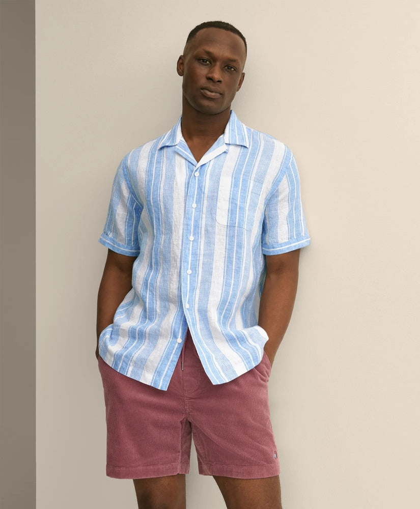 Shirts Irish Linen Short-Sleeve Camp Collar Sport Shirt - Brooks Brothers Discount