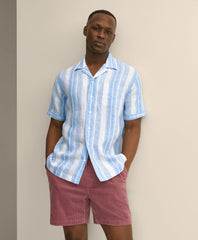 Shirts Irish Linen Short-Sleeve Camp Collar Sport Shirt - Brooks Brothers Discount