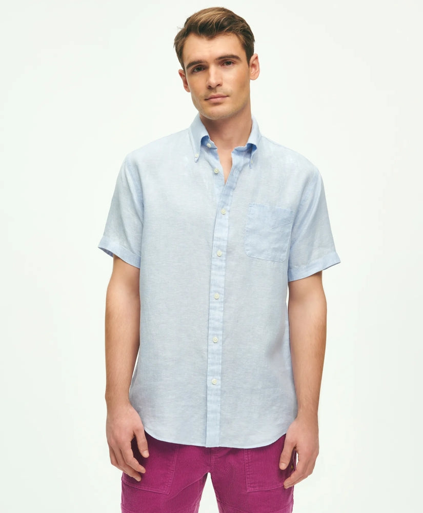 Shirts Irish Linen Short-Sleeve Sport Shirt - Brooks Brothers