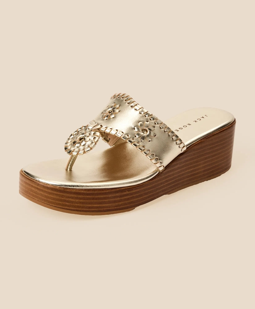 Women Jack Rogers Platinum Wedge Sandals - Brooks Brothers