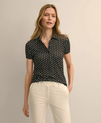 Women Jersey Dot-Print Polo Shirt - Brooks Brothers
