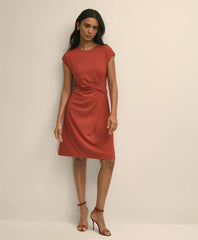 Women Jersey Cap-Sleeve Twisted-Detail Dress - Brooks Brothers US
