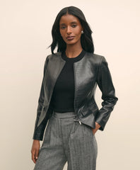Sale Leather Croc-Embossed Jacket - Brooks Brothers Online