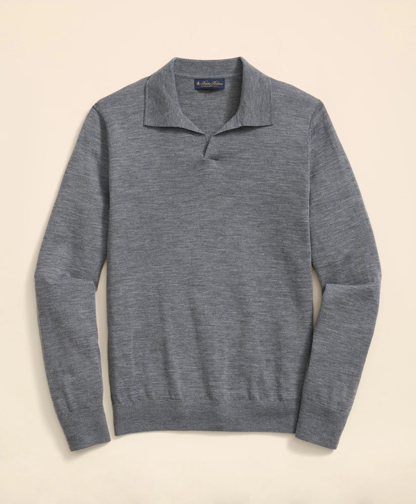 Sale Lightweight Luxe All-Season Sweater, Johnny Collar - Brooks Brothers US