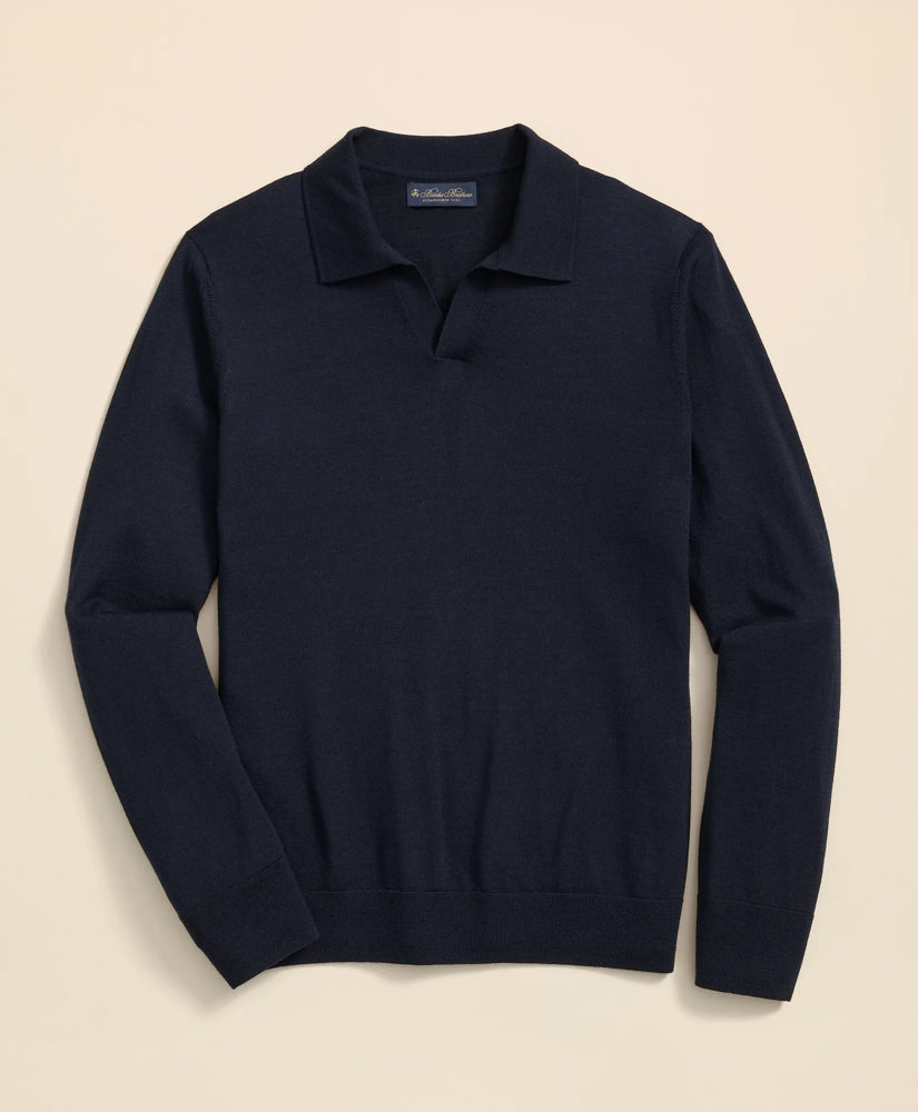 Sale Lightweight Luxe All-Season Sweater, Johnny Collar - Brooks Brothers US