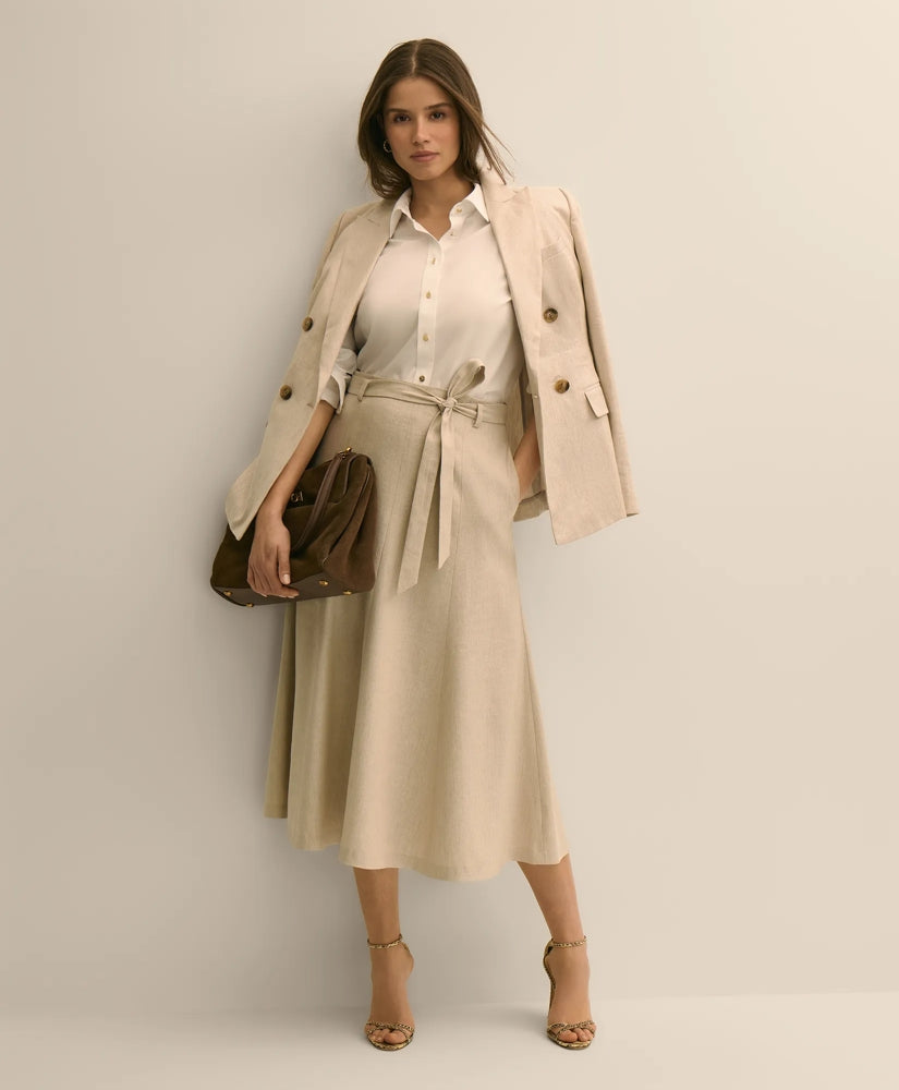 Women Linen-Blend Belted A-Line Skirt - Brooks Brothers Near me