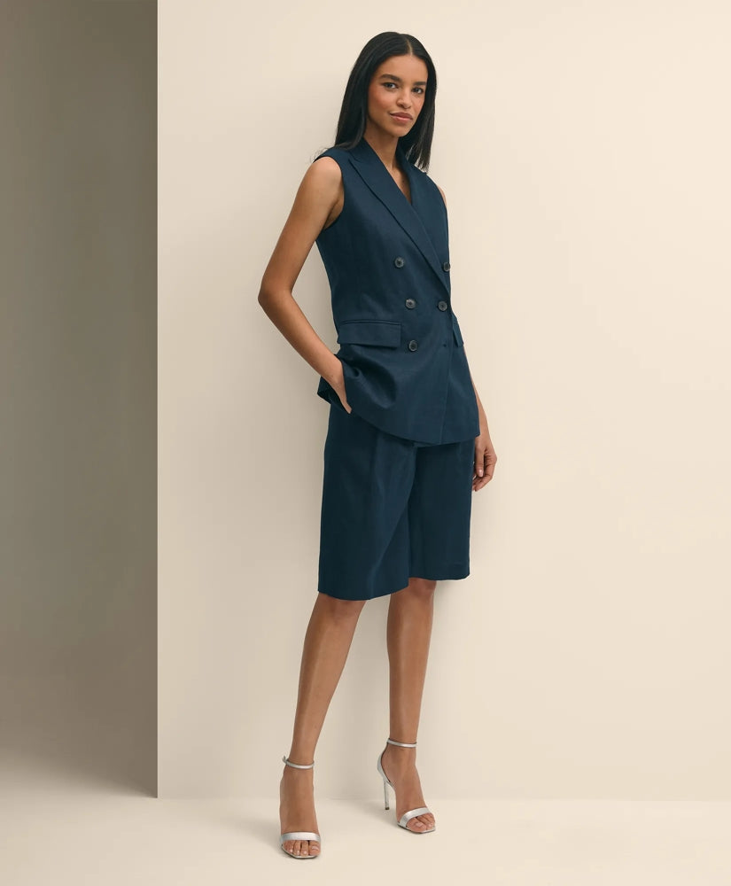 Sale Linen Blend Culotte Shorts - Brooks Brothers Online