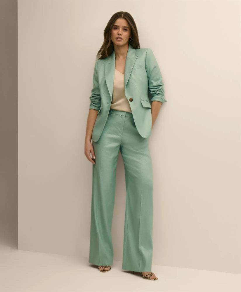 Women Linen-Blend Wide-Leg Pants - Brooks Brothers US