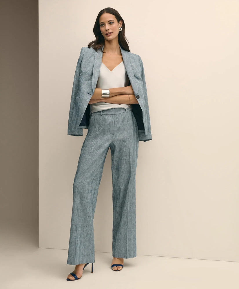 Sale Linen Blend Wide-Leg Trousers - Brooks Brothers Gift