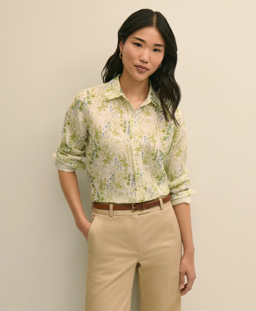 Shirts Linen Botanical Print Shirt - Brooks Brothers US