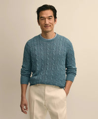 Men Linen Cable Knit Sweater - Brooks Brothers