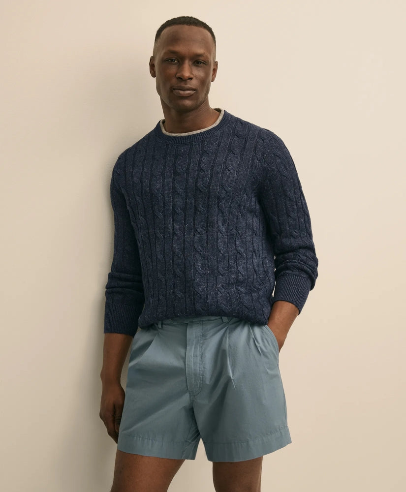Men Linen Cable Knit Sweater - Brooks Brothers