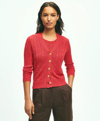 Sale Linen Cable V-Neck Cardigan - Brooks Brothers sale