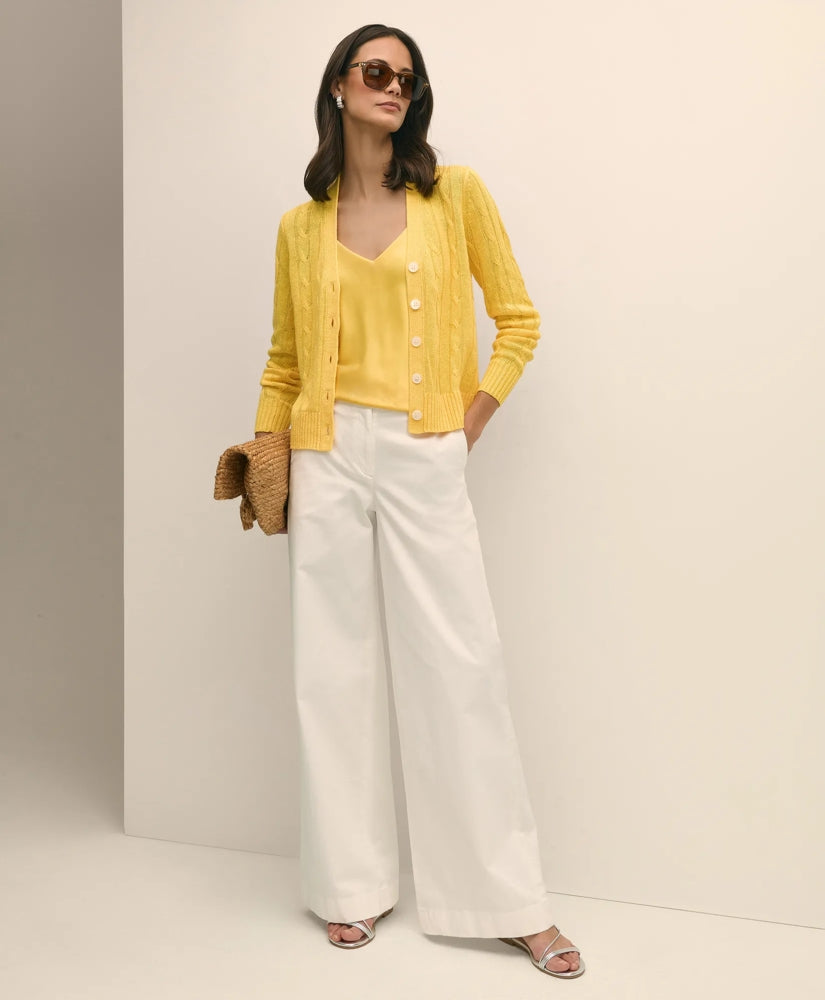 Sale Linen Cable V-Neck Cardigan - Brooks Brothers sale