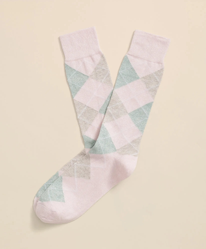 Men Linen-Cotton Blend Argyle Socks - Brooks Brothers On sale