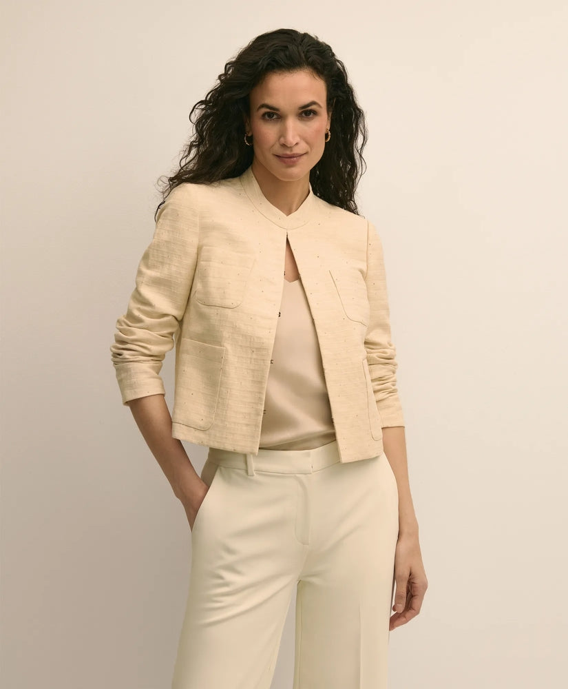 Women Linen-Cotton Blend Sequin Jacket - Brooks Brothers Outlet