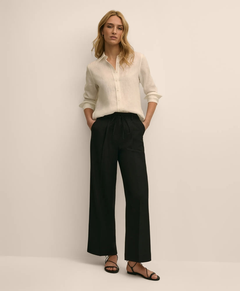 Women Linen-Cotton Blend Tie-Waist Wide-Leg Pants - Brooks Brothers Gift