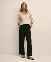 Women Linen-Cotton Blend Tie-Waist Wide-Leg Pants - Brooks Brothers Gift