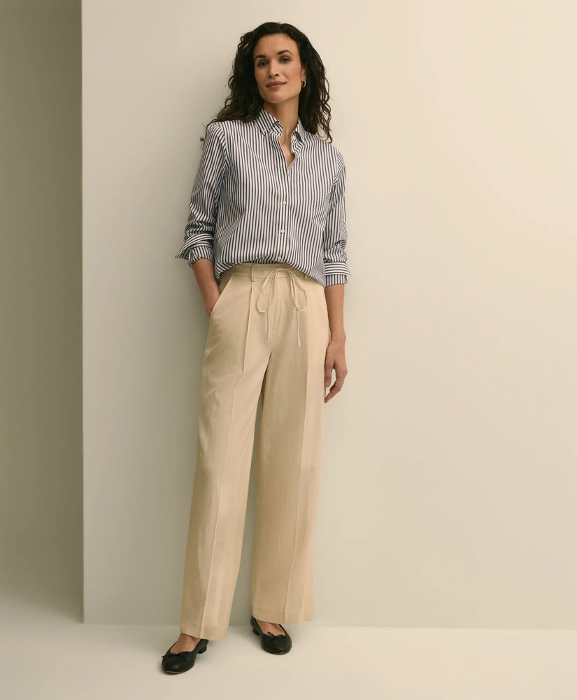 Women Linen-Cotton Blend Tie-Waist Wide-Leg Pants - Brooks Brothers Gift