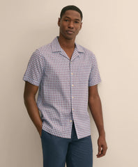 Men Linen-Cotton Camp Collar, Foulard Short-Sleeve Shirt