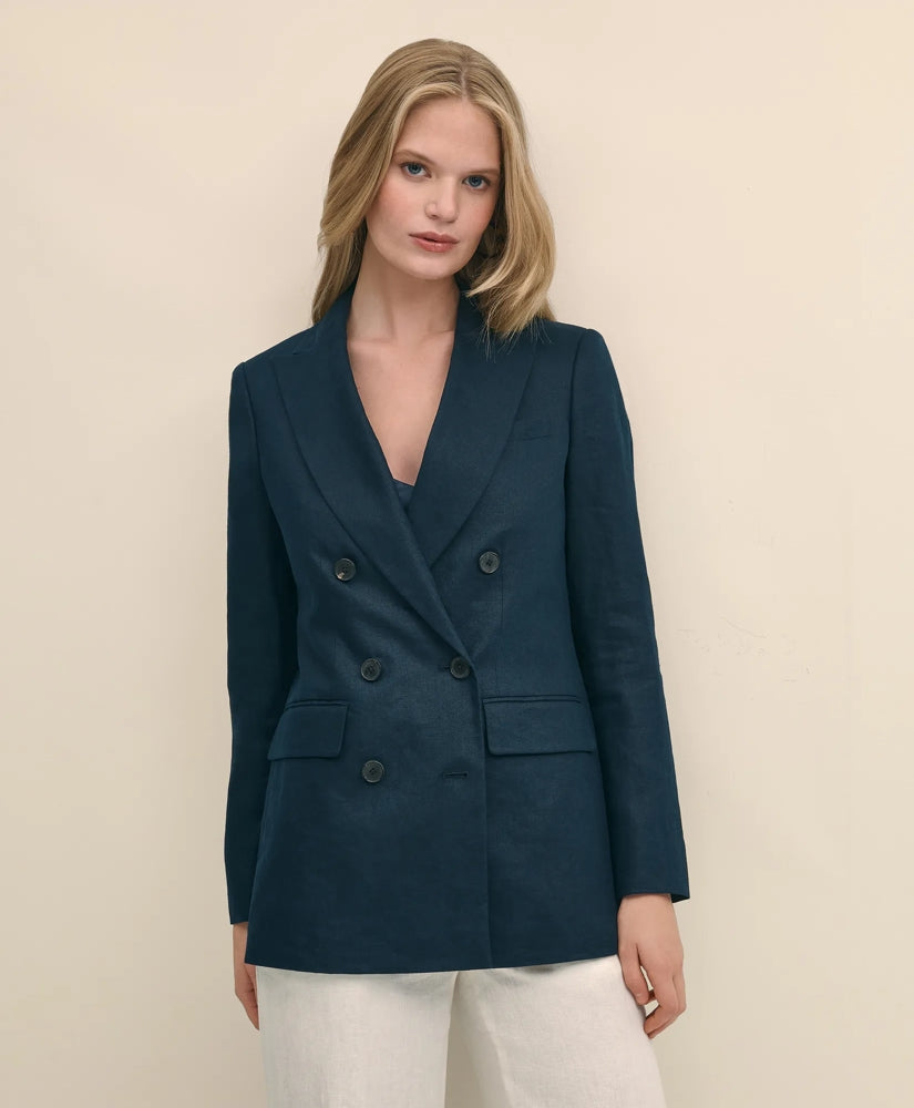 Sale Linen Double-Breasted Peak Lapel Jacket - Brooks Brothers sale