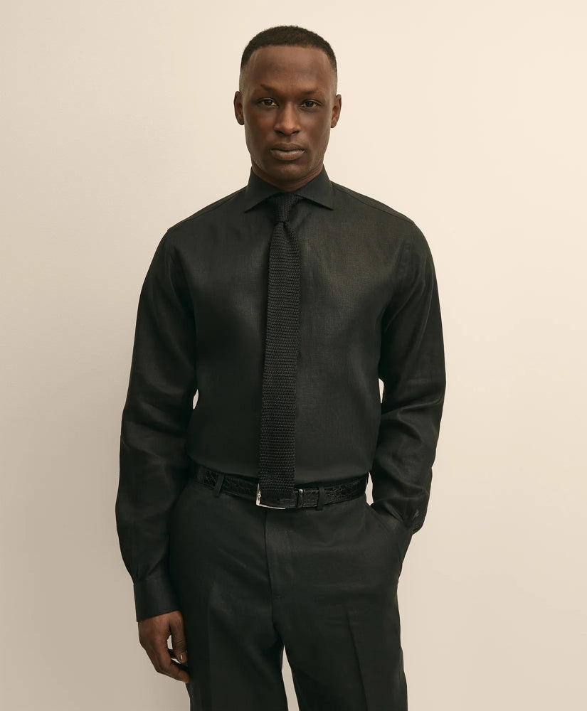 Men Linen Londoner Collar Dress Shirt - Brooks Brothers Online