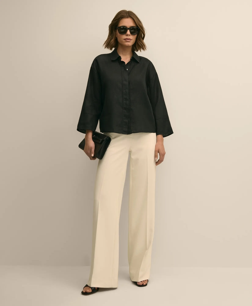 Shirts Linen Relaxed Bell-Sleeve Cropped Shirt - Brooks Brothers Discount