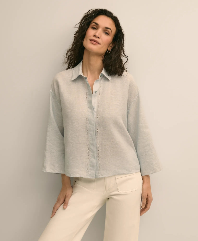 Shirts Linen Relaxed Bell-Sleeve Cropped Shirt - Brooks Brothers Discount