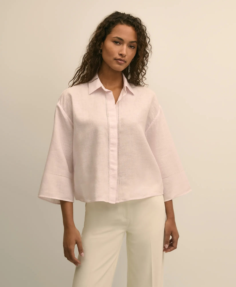 Shirts Linen Relaxed Bell-Sleeve Cropped Shirt - Brooks Brothers Discount