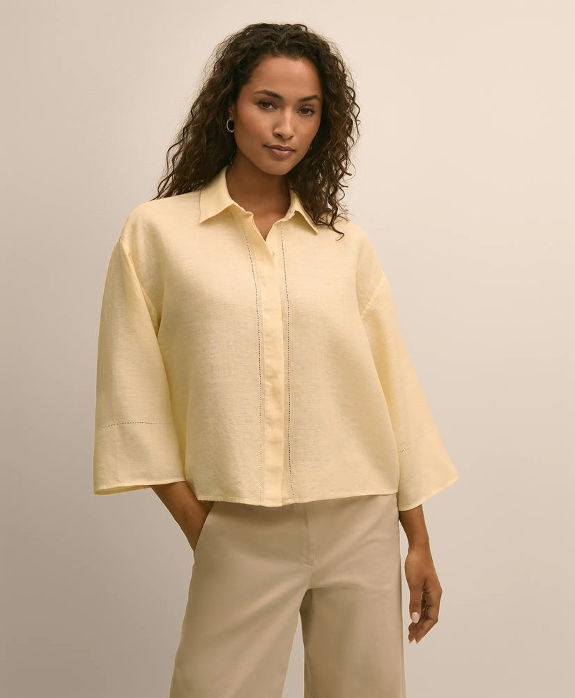Shirts Linen Relaxed Bell-Sleeve Cropped Shirt - Brooks Brothers Discount