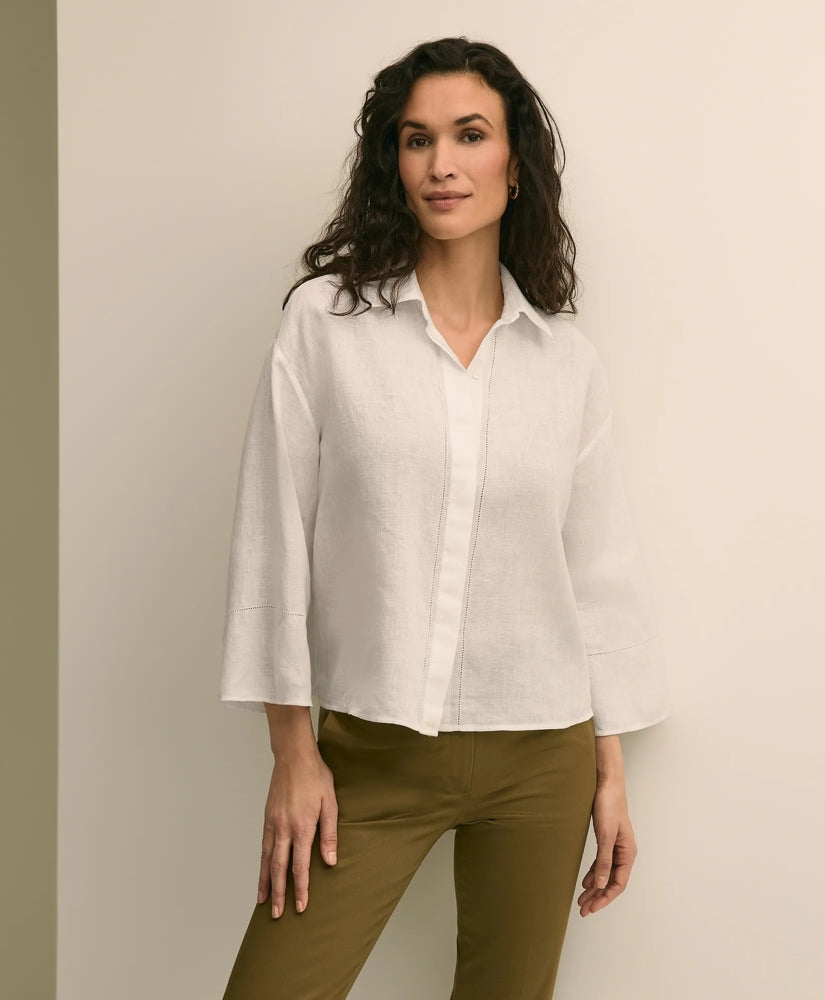 Shirts Linen Relaxed Bell-Sleeve Cropped Shirt - Brooks Brothers Discount