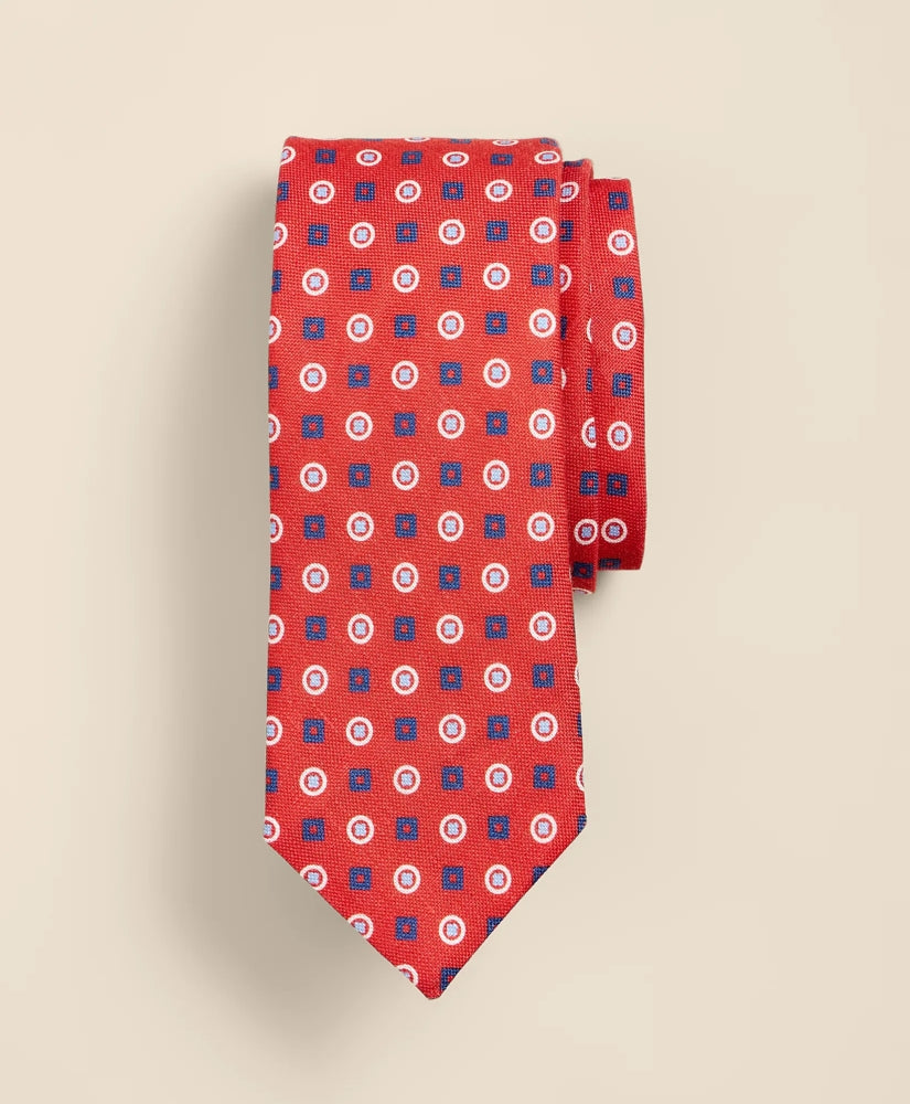 Men Linen-Silk Circle Foulard Tie - Brooks Brothers Outlet