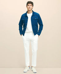 Men Medium Wale Corduroy Indigo Trucker Jacket - Brooks Brothers Outlet