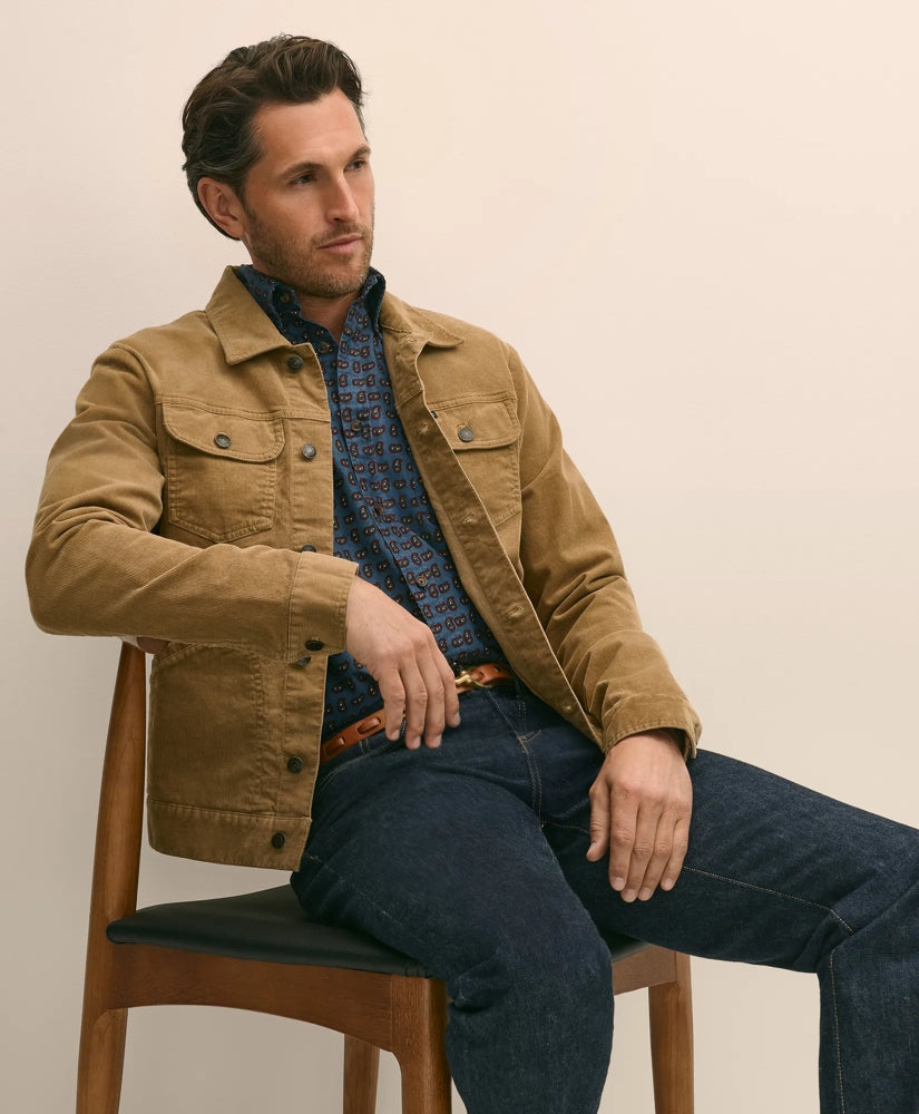 Sale Medium Wale Corduroy Trucker Jacket - Brooks Brothers Near me