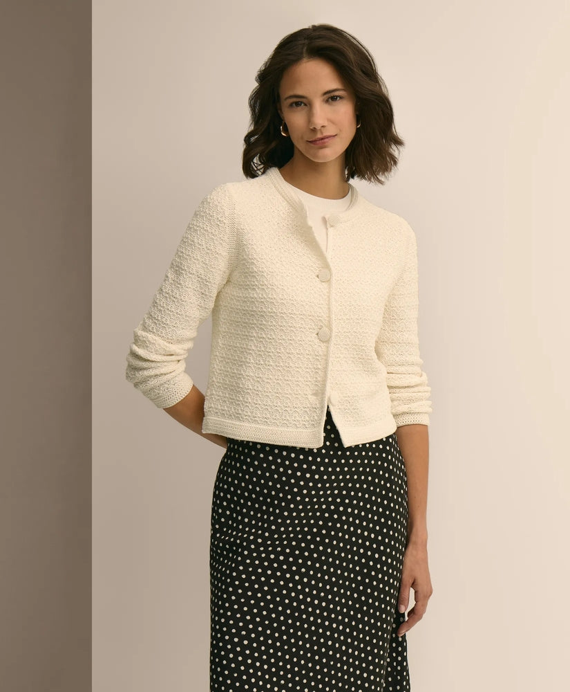 Women Mercerized Cotton Crochet Sweater Jacket - Brooks Brothers Near me