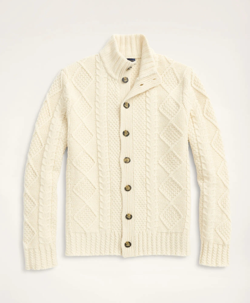 Sale Merino Aran Cable Cardigan - Brooks Brothers Near me