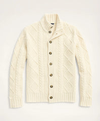 Sale Merino Aran Cable Cardigan - Brooks Brothers Near me