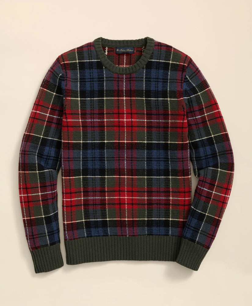Sale Merino Wool Archive Plaid Intarsia Sweater - Brooks Brothers