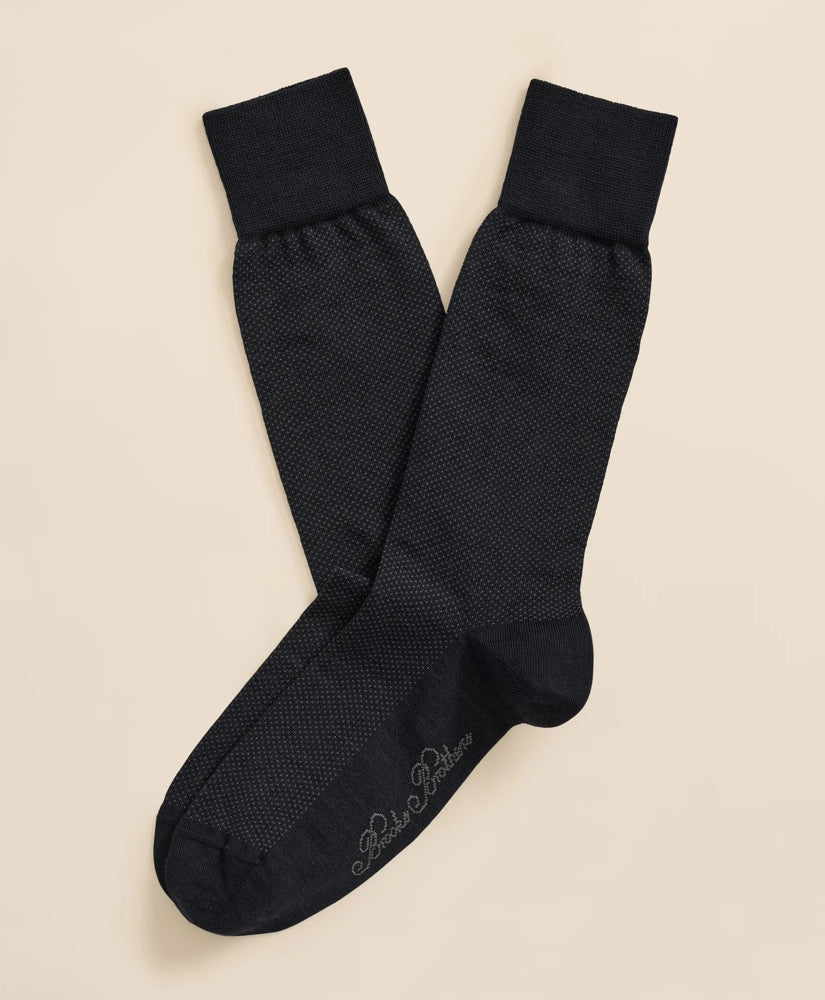 Men Merino-Wool-Blend Mini Dot Socks - Brooks Brothers Discount