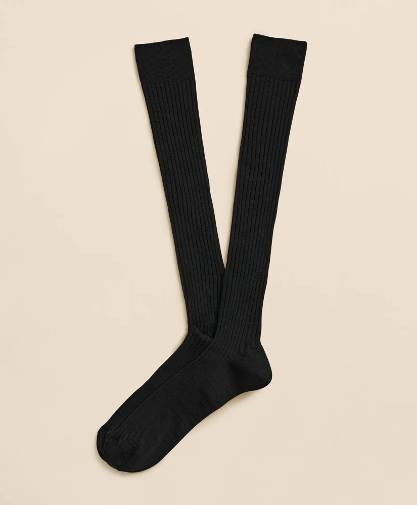 Men Merino Wool Blend Over-the-Calf Ribbed Socks - Brooks Brothers Outlet