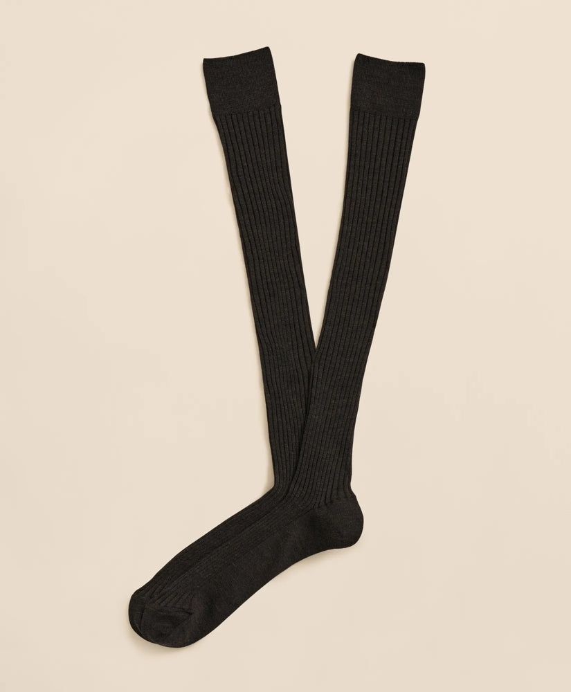 Men Merino Wool Blend Over-the-Calf Ribbed Socks - Brooks Brothers Outlet
