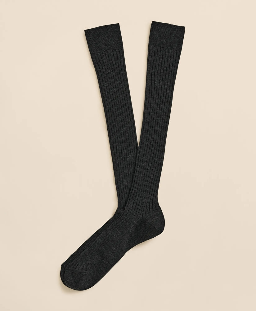 Men Merino Wool Blend Over-the-Calf Ribbed Socks - Brooks Brothers Outlet