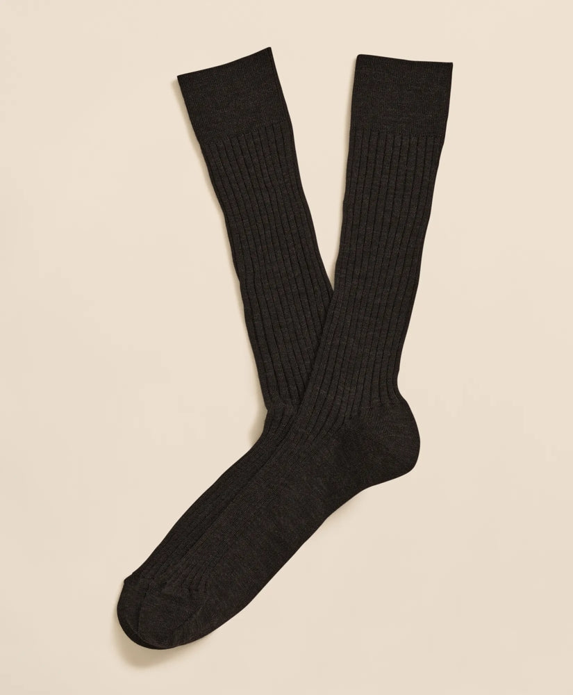 Men Merino Wool Blend Ribbed Socks