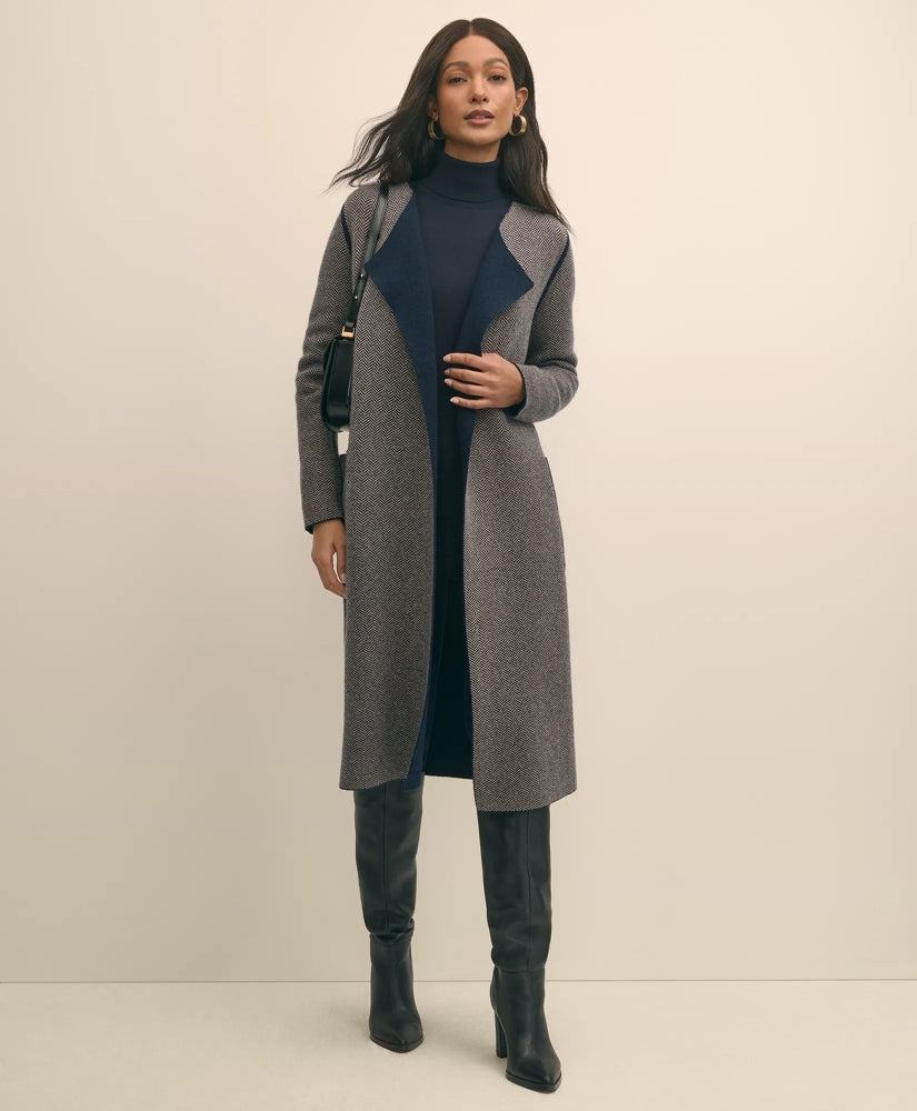 Sale Merino Wool-Cashmere Belted Reversible Sweater Jacket - Brooks Brothers For sale