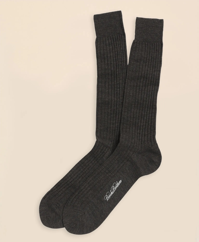 Men Merino Wool Ribbed Crew Socks - Brooks Brothers On sale