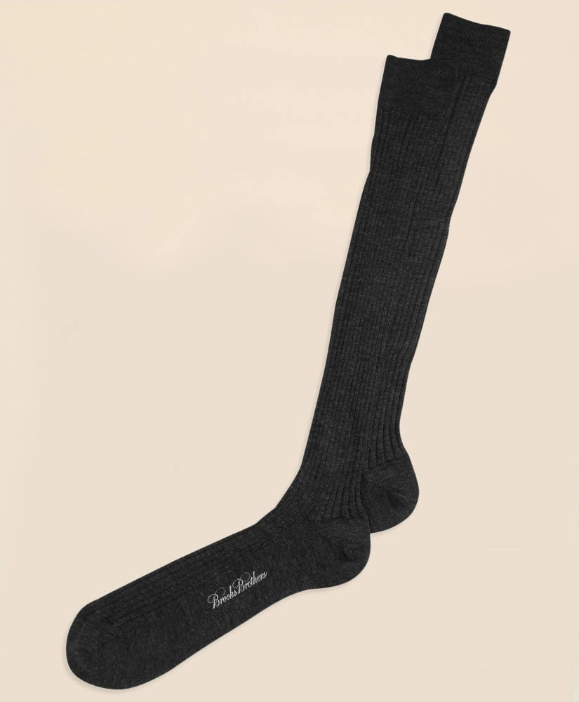 Men Merino Wool Ribbed Over-the-Calf Socks - Brooks Brothers Online
