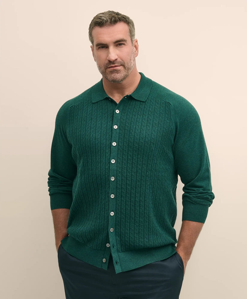 Sale Mini-Cable Knit Polo Cardigan, Big & Tall - Brooks Brothers Gift