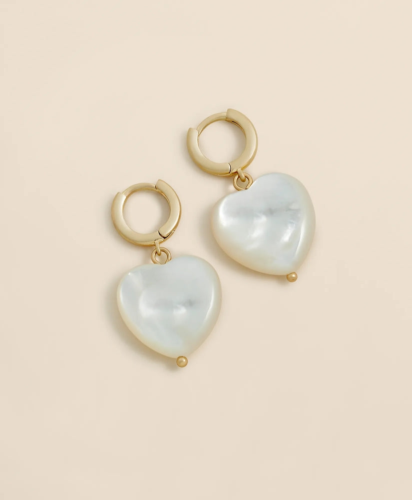 Women Mother-of-Pearl Gold-Toned Heart Hoop Earrings - Brooks Brothers For sale